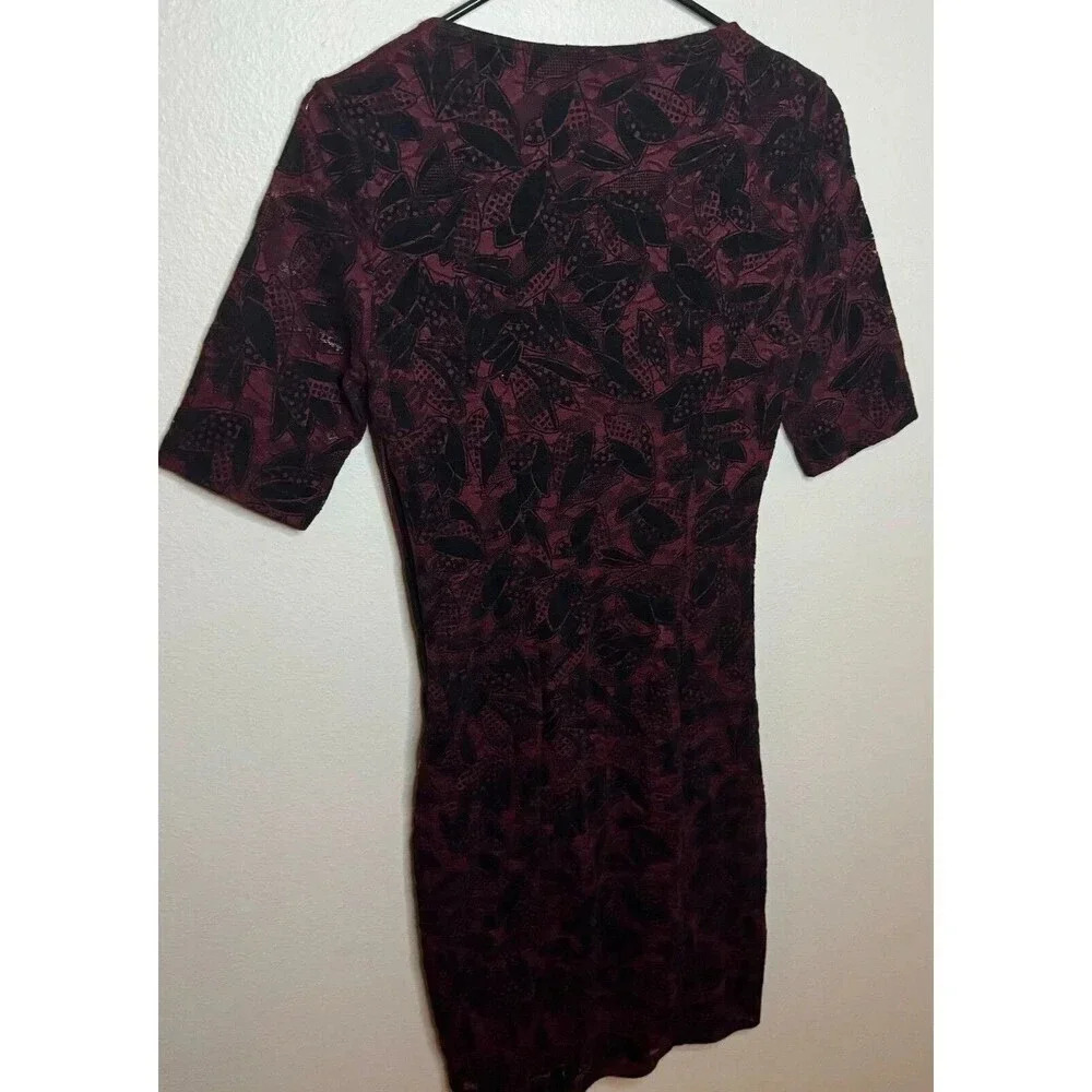 Anthropologie Maeve Velvet Burnout Dress Women's Size 4 Ruched Half Sleeve - Picture 7 of 8